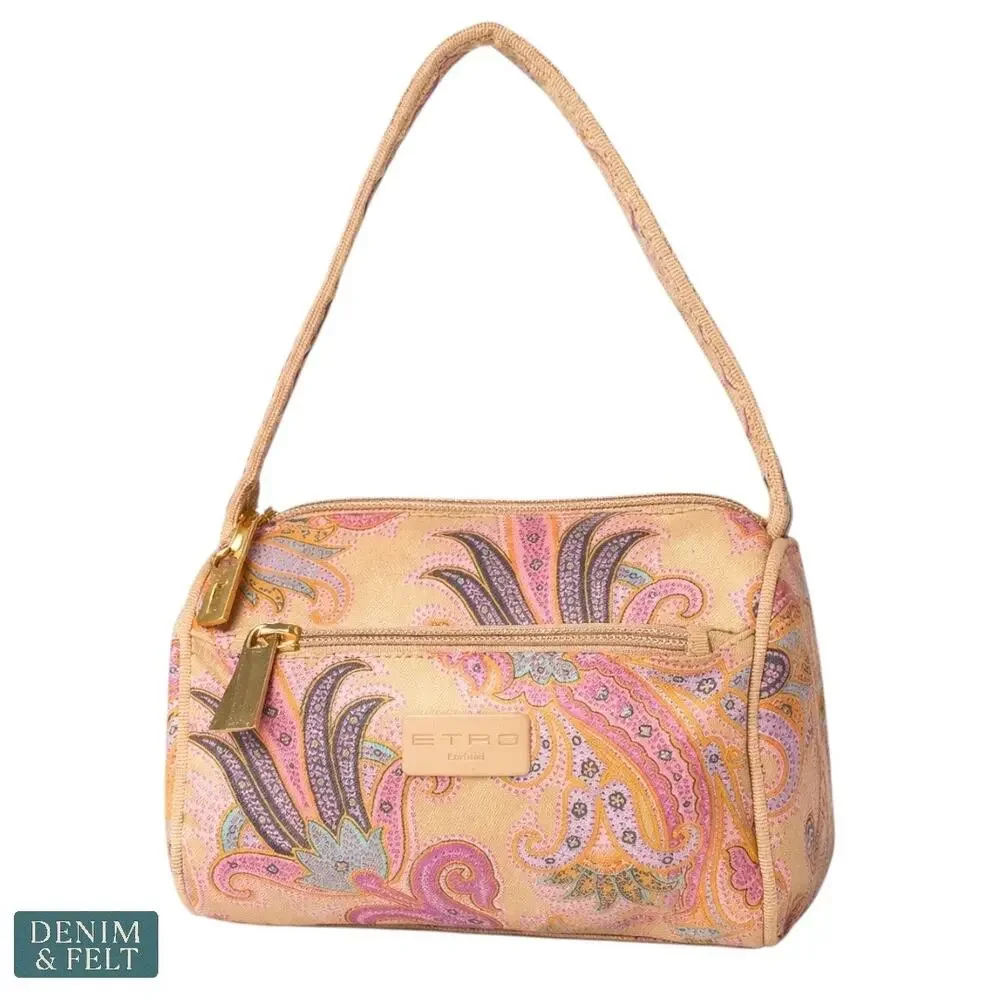 Etro Paisley Mini Zip Pouch Cosmetic‎ Bag Boho Festival Y2K Luxe Travel Designer